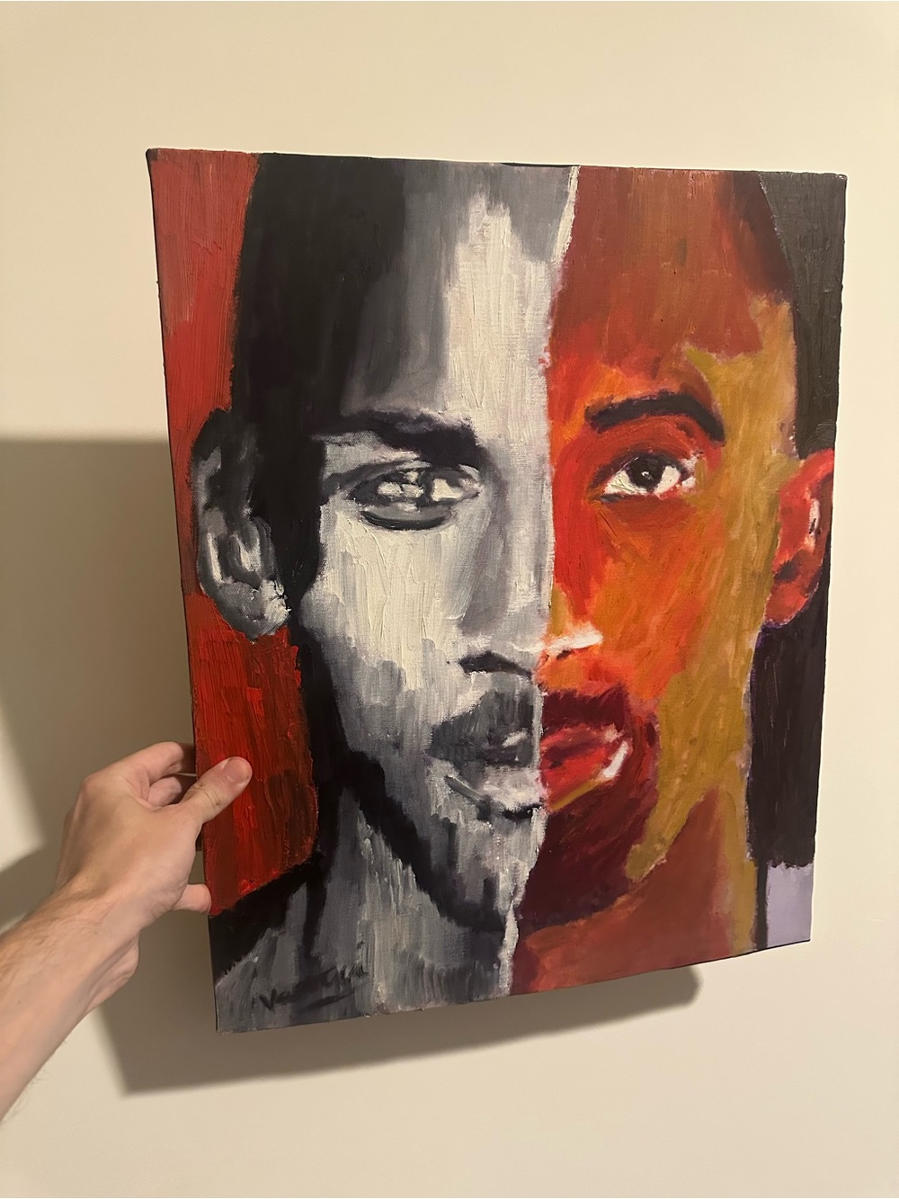 Kobe and Micheal Jordan 16x20 painting Portrait Canvas Wall Art
